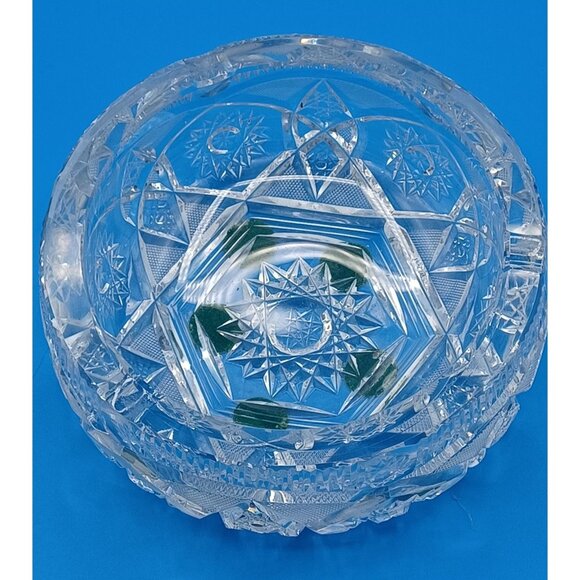 Heavy American Brilliant ABP  Hollywood Regency 6 X 6 Cut Lead Crystal Ashtray - Picture 4 of 16